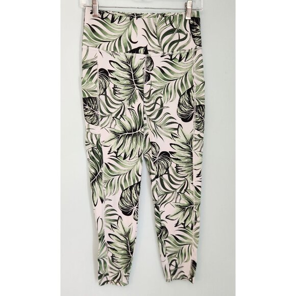 Cali‎ Active Leggings Yoga Running  Tropical Palm Floral Sz S EUC - Picture 3 of 13